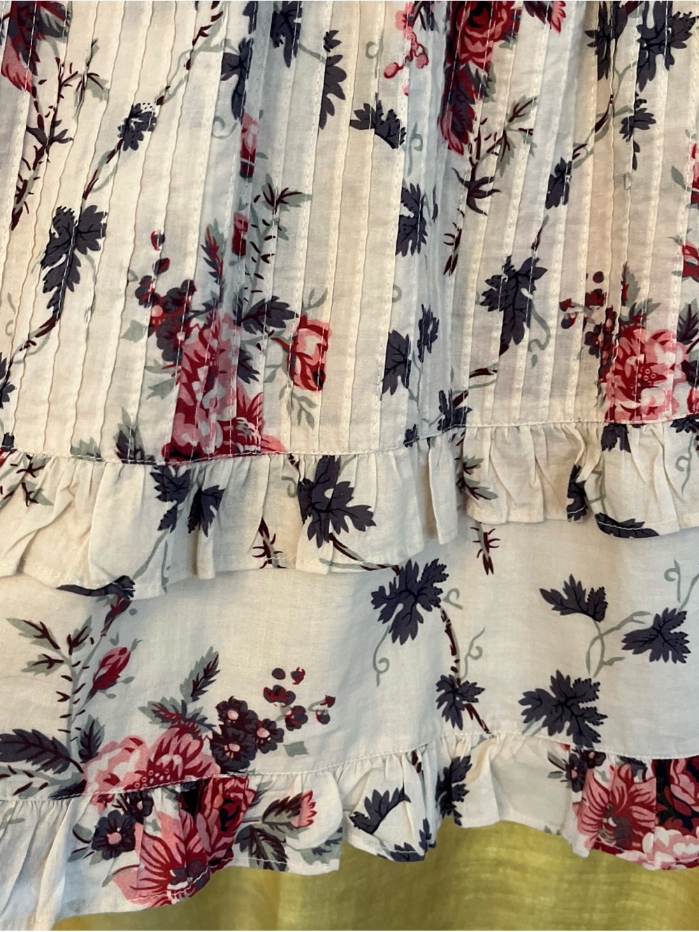 LoveShackFancy Floral Roses Tiered Ruffle Mini Dress Cotton Sz S - Picture 5 of 7